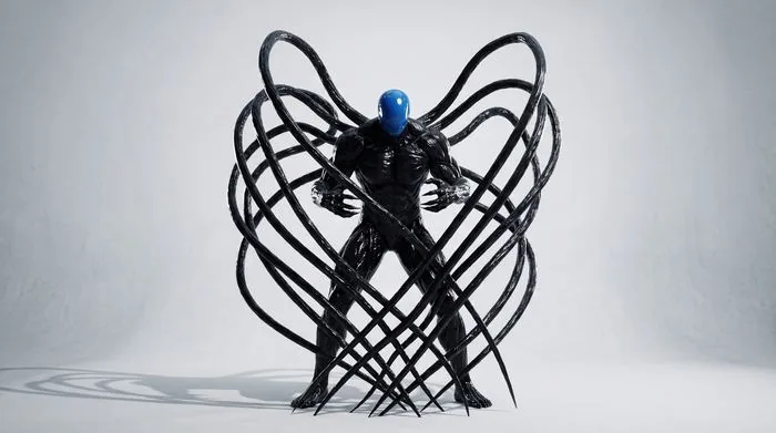 Blue fighter design still