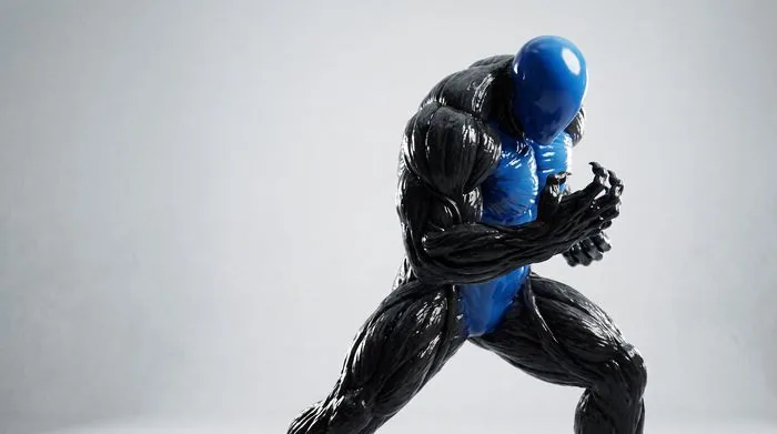 Blue fighter design still