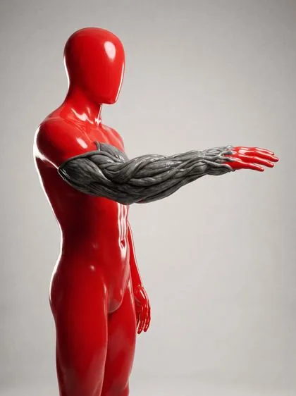 Organism covering one forearm, hand bare