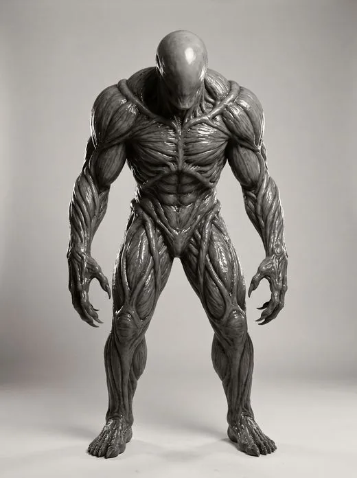Grey organism study from the front