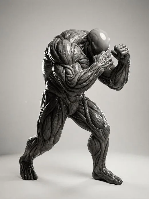 Grey organism study in a guard pose