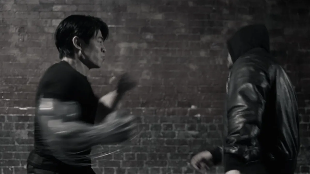A punch landing at close range