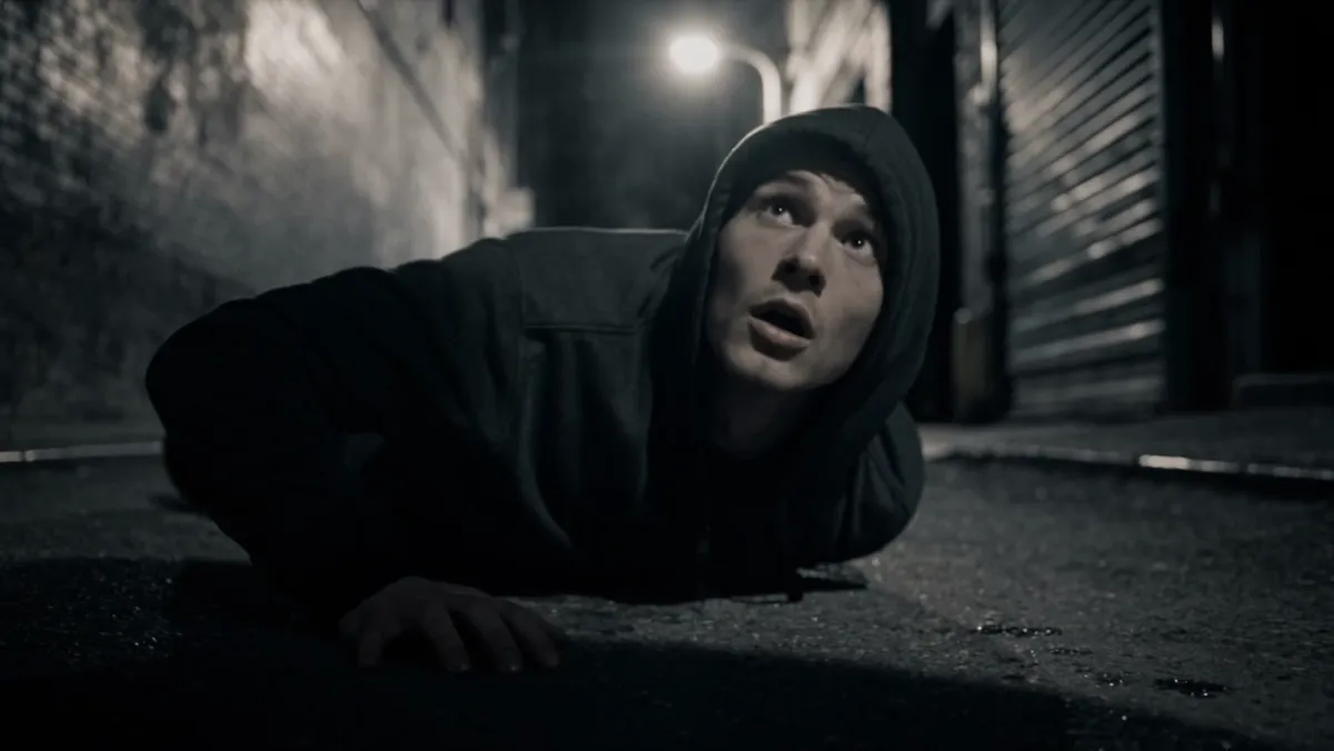 A man on the ground looking up