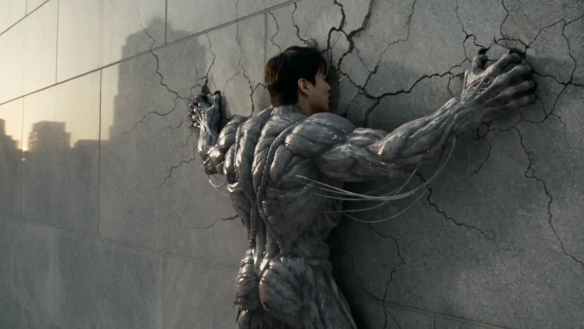 The organism covering the body on the wall, cracks spreading